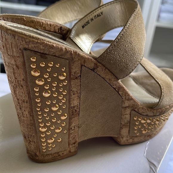Italian Wedge Sandals with Gold Studs - Picture 2 of 7